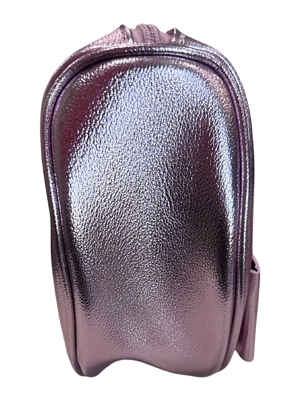 Bath & Body Works Metallic Pink Bow Zipper Wristlet Makeup Cosmetic Bag Purse